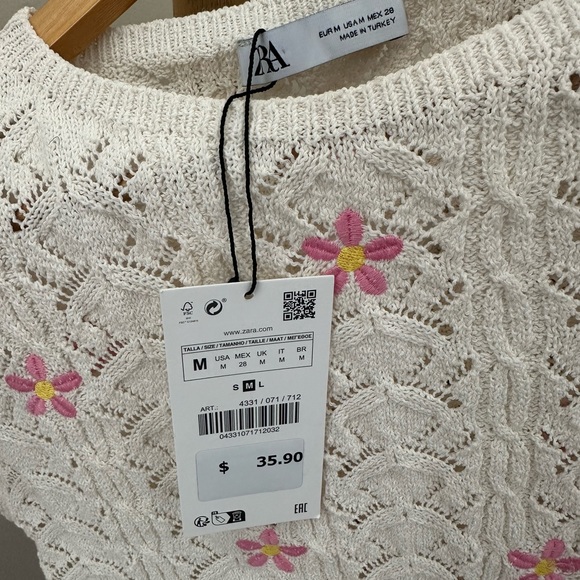 Zara Tops Zara Floral Embroidered Knit Top Poshmark